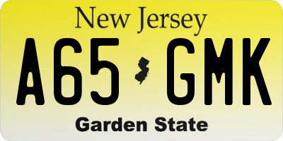 NJ license plate A65GMK