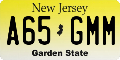 NJ license plate A65GMM