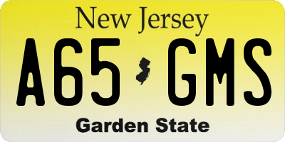 NJ license plate A65GMS