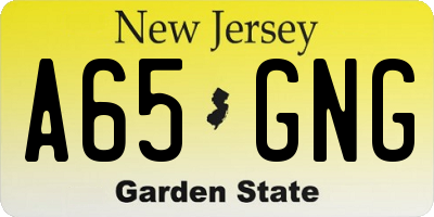 NJ license plate A65GNG