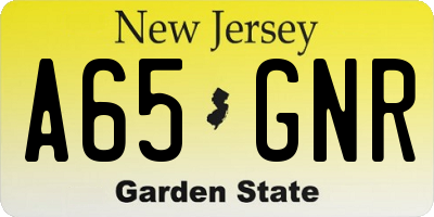 NJ license plate A65GNR