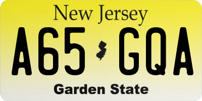 NJ license plate A65GQA