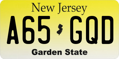 NJ license plate A65GQD