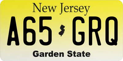 NJ license plate A65GRQ
