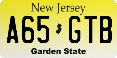 NJ license plate A65GTB
