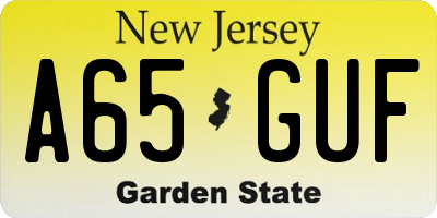 NJ license plate A65GUF