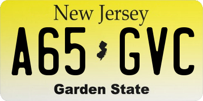 NJ license plate A65GVC