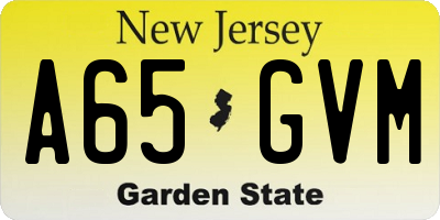 NJ license plate A65GVM