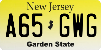 NJ license plate A65GWG