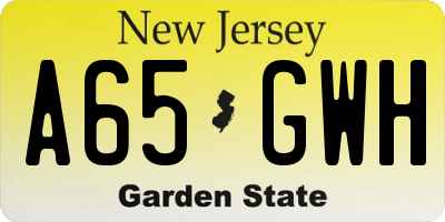 NJ license plate A65GWH
