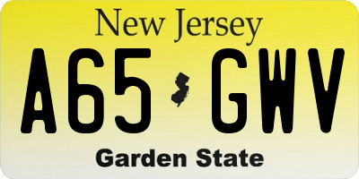 NJ license plate A65GWV
