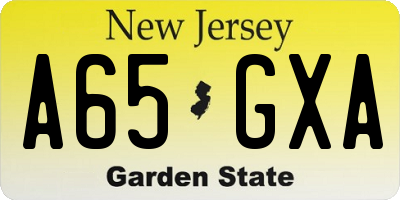NJ license plate A65GXA