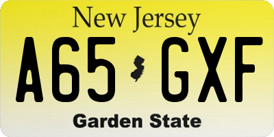 NJ license plate A65GXF