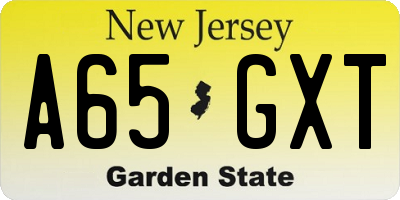 NJ license plate A65GXT