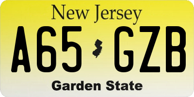 NJ license plate A65GZB
