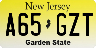 NJ license plate A65GZT