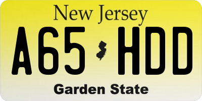 NJ license plate A65HDD