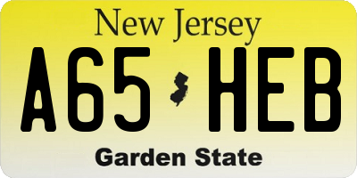 NJ license plate A65HEB