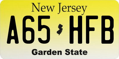 NJ license plate A65HFB