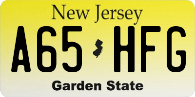 NJ license plate A65HFG