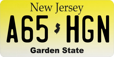 NJ license plate A65HGN