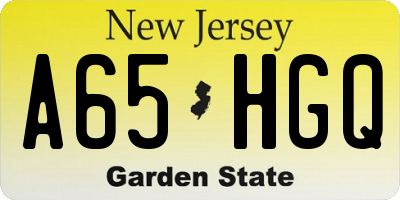 NJ license plate A65HGQ