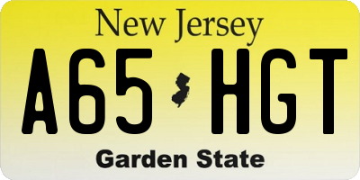 NJ license plate A65HGT