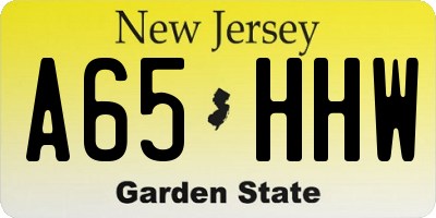 NJ license plate A65HHW