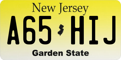 NJ license plate A65HIJ