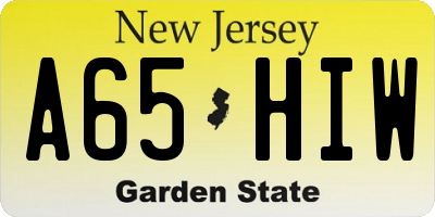 NJ license plate A65HIW