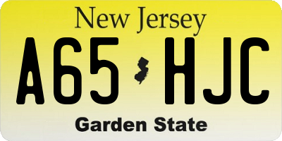 NJ license plate A65HJC