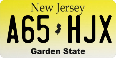 NJ license plate A65HJX
