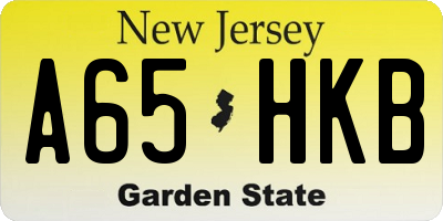 NJ license plate A65HKB