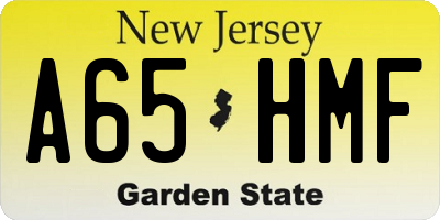NJ license plate A65HMF