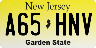 NJ license plate A65HNV