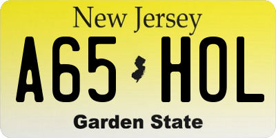 NJ license plate A65HOL