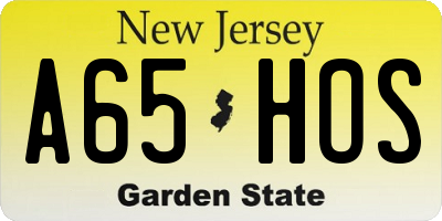 NJ license plate A65HOS