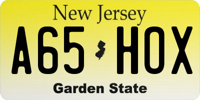 NJ license plate A65HOX