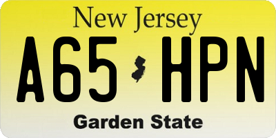 NJ license plate A65HPN