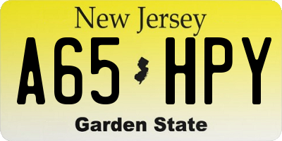 NJ license plate A65HPY
