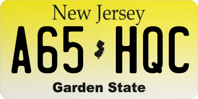 NJ license plate A65HQC