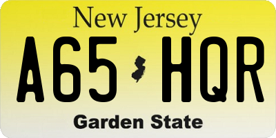 NJ license plate A65HQR