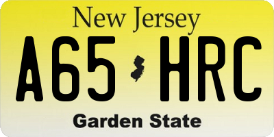 NJ license plate A65HRC