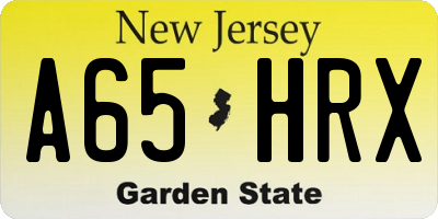NJ license plate A65HRX