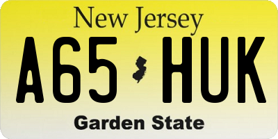 NJ license plate A65HUK