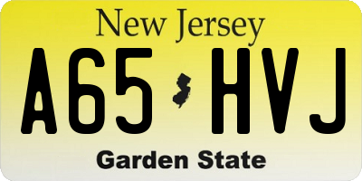 NJ license plate A65HVJ