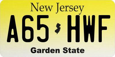 NJ license plate A65HWF