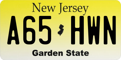 NJ license plate A65HWN