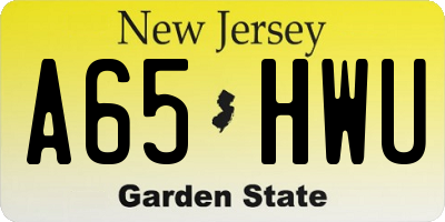 NJ license plate A65HWU