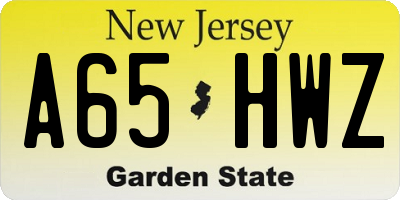 NJ license plate A65HWZ